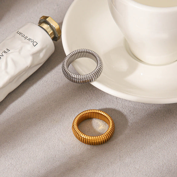 Wholesale Women's Geometric Stainless Steel Electroplated Ring