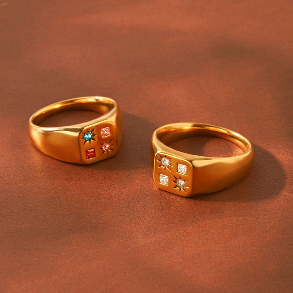 Wholesale Women's Geometric Stainless Steel Electroplated Rings Fashionable Cast Jewelry
