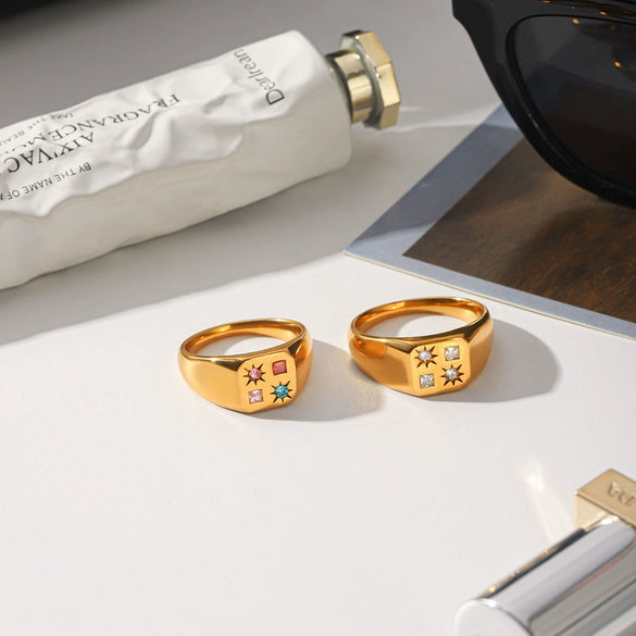 Wholesale Women's Geometric Stainless Steel Electroplated Rings Fashionable Cast Jewelry
