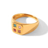 Wholesale Women's Geometric Stainless Steel Electroplated Rings Fashionable Cast Jewelry