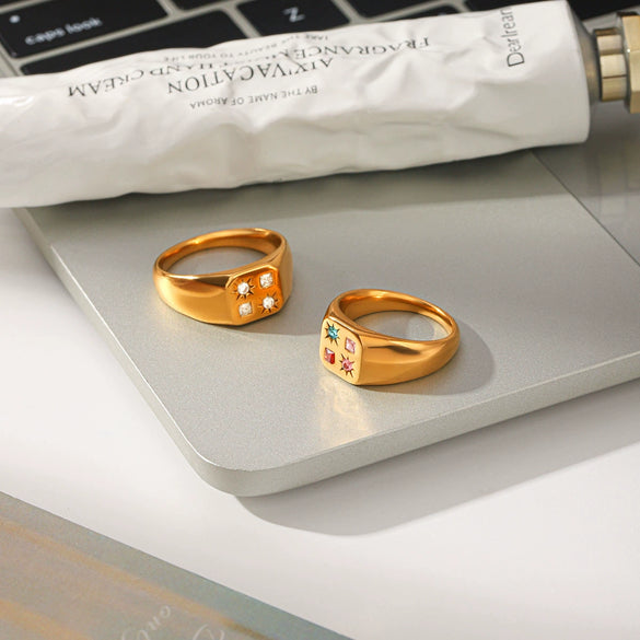 Wholesale Women's Geometric Stainless Steel Electroplated Rings Fashionable Cast Jewelry