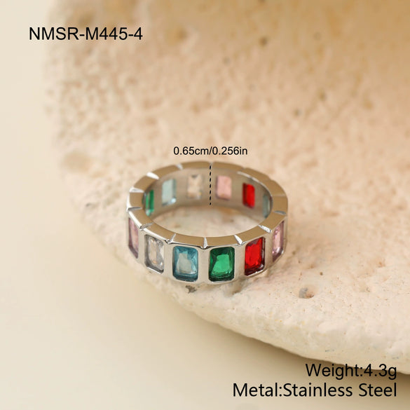 Wholesale Women's Geometric Stainless Steel Electroplated Rings Retro Light Luxury Design