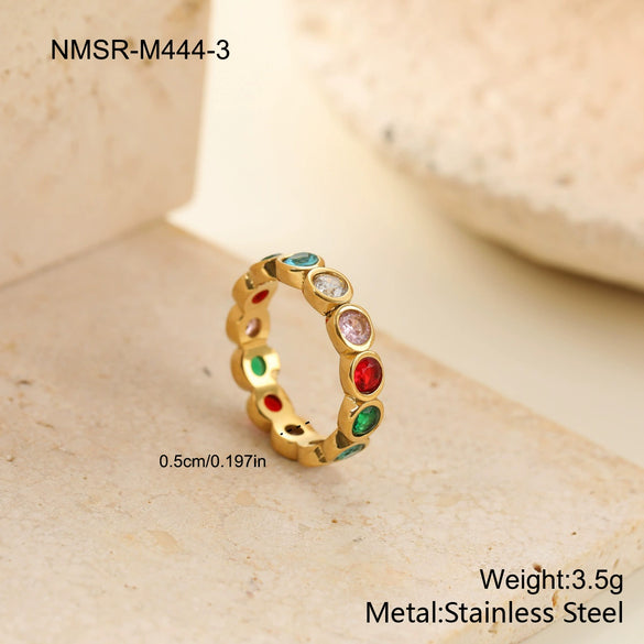Wholesale Women's Geometric Stainless Steel Electroplated Rings Retro Light Luxury Design