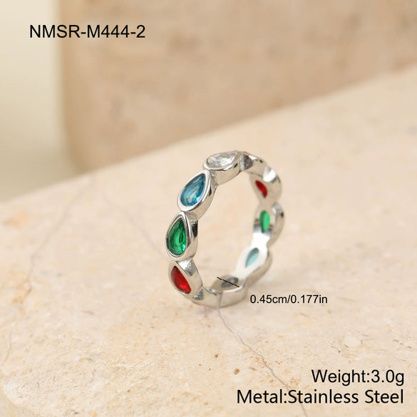 Wholesale Women's Geometric Stainless Steel Electroplated Rings Retro Light Luxury Design