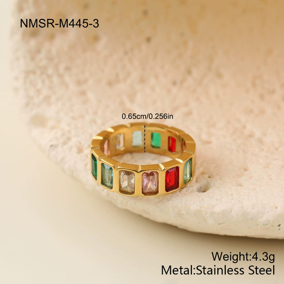 Wholesale Women's Geometric Stainless Steel Electroplated Rings Retro Light Luxury Design
