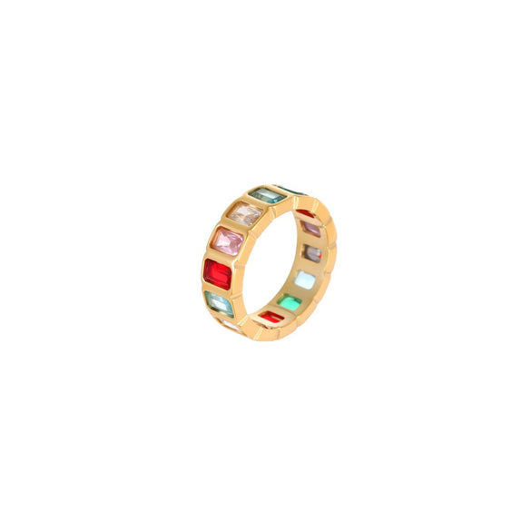Wholesale Women's Geometric Stainless Steel Electroplated Rings Retro Light Luxury Design