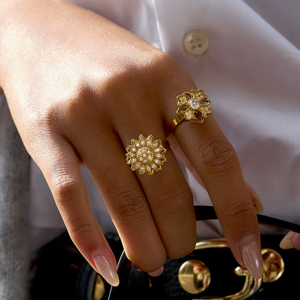 Wholesale Women's Geometric Stainless Steel Electroplated Rotatable Ring