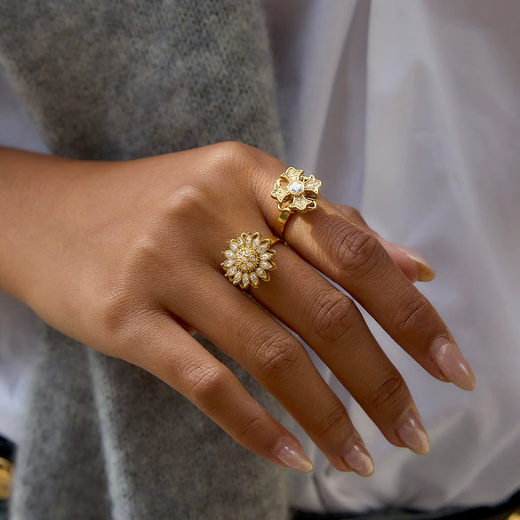 Wholesale Women's Geometric Stainless Steel Electroplated Rotatable Ring
