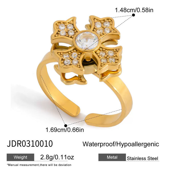 Wholesale Women's Geometric Stainless Steel Electroplated Rotatable Ring