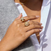 Wholesale Women's Geometric Stainless Steel Electroplated Rotatable Ring
