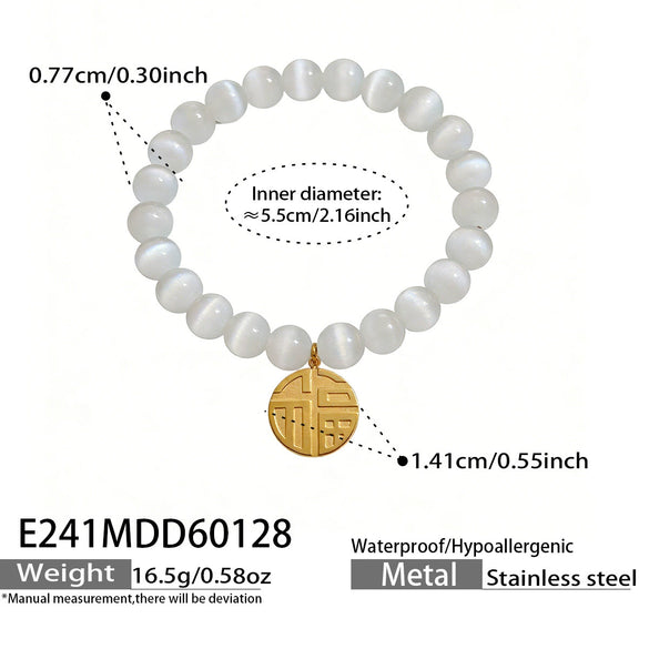 Wholesale Women's Geometric Stainless Steel Electroplated Round Pendant Bracelet