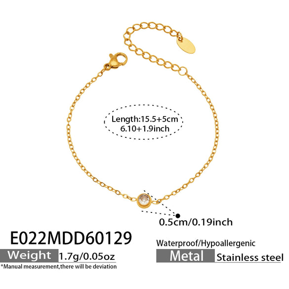 Wholesale Women's Geometric Stainless Steel Electroplated Single Diamond Chain Bracelet