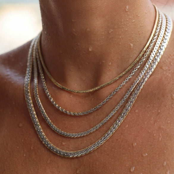 Wholesale Women's Geometric Stainless Steel Electroplated Snake Bone Chain Necklace Jewelry