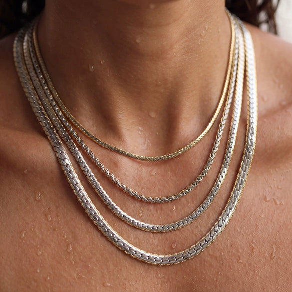 Wholesale Women's Geometric Stainless Steel Electroplated Snake Bone Chain Necklace Jewelry