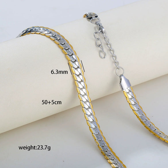 Wholesale Women's Geometric Stainless Steel Electroplated Snake Bone Chain Necklace Jewelry
