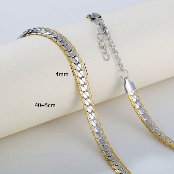 Wholesale Women's Geometric Stainless Steel Electroplated Snake Bone Chain Necklace Jewelry