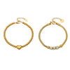 Wholesale Women's Geometric Stainless Steel Electroplated Snake Bone Heart Beaded Bracelet With Microinlaid Zircon