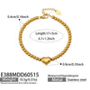 Wholesale Women's Geometric Stainless Steel Electroplated Snake Bone Heart Beaded Bracelet With Microinlaid Zircon