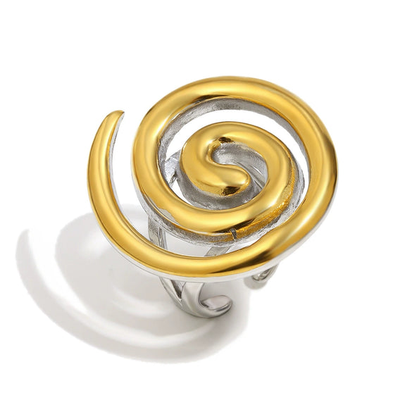 Wholesale Women's Geometric Stainless Steel Electroplated Spiral Interface Open Ring Light Luxury Hand Jewelry