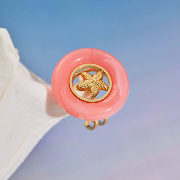 Wholesale Women's Geometric Stainless Steel Electroplated Starfish Ring