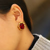 Wholesale Women's Geometric Stainless Steel Electroplated Stud Earrings Vintage Luxury Jewelry