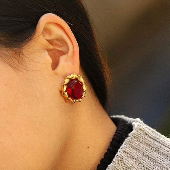 Wholesale Women's Geometric Stainless Steel Electroplated Stud Earrings Vintage Luxury Jewelry