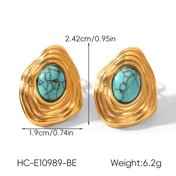 Wholesale Women's Geometric Stainless Steel Electroplated Stud Earrings Vintage Luxury Jewelry