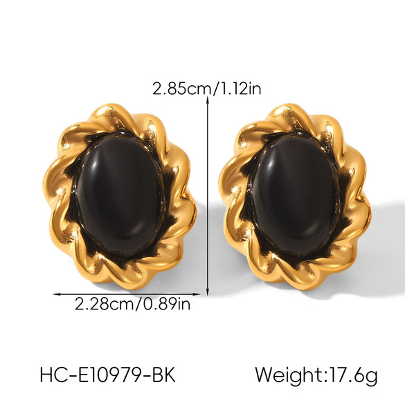 Wholesale Women's Geometric Stainless Steel Electroplated Stud Earrings Vintage Luxury Jewelry