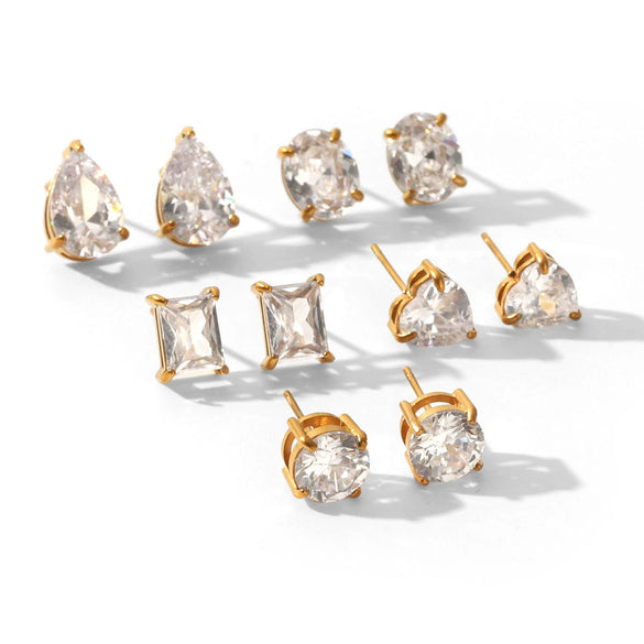 Wholesale Women's Geometric Stainless Steel Electroplated Stud Earrings