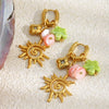 Wholesale Women's Geometric Stainless Steel Electroplated Sun Tassel Flower Pendant Earrings