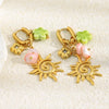 Wholesale Women's Geometric Stainless Steel Electroplated Sun Tassel Flower Pendant Earrings