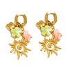 Wholesale Women's Geometric Stainless Steel Electroplated Sun Tassel Flower Pendant Earrings