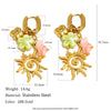 Wholesale Women's Geometric Stainless Steel Electroplated Sun Tassel Flower Pendant Earrings