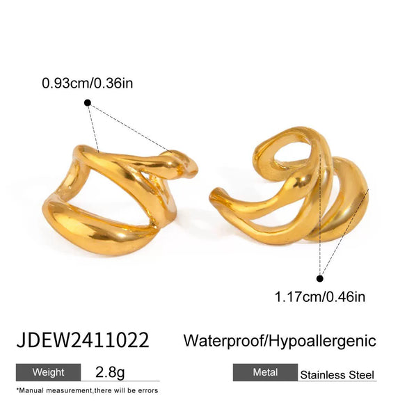 Wholesale Women's Geometric Stainless Steel Electroplated Three Layer Hollow High Level Ear Clip Earrings