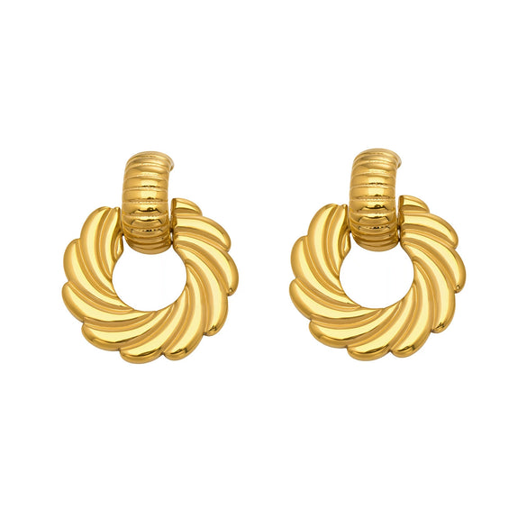 Wholesale Women's Geometric Stainless Steel Electroplated Threedimensional Spiral Twist Chic Earrings