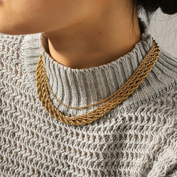 Wholesale Women's Geometric Stainless Steel Electroplated Twist Chain Necklace Jewelry