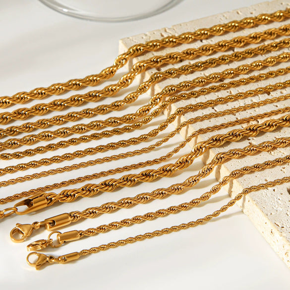 Wholesale Women's Geometric Stainless Steel Electroplated Twist Chain Necklace Jewelry