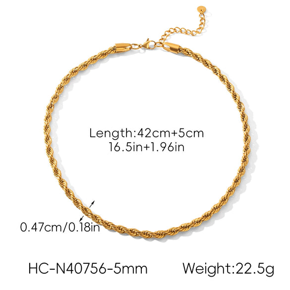 Wholesale Women's Geometric Stainless Steel Electroplated Twist Chain Necklace Jewelry