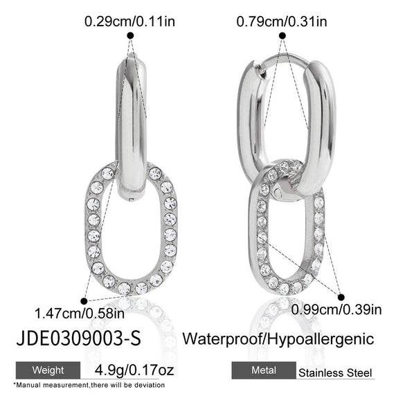 Wholesale Women's Geometric Stainless Steel Electroplated Zircon Buckle Earrings Classic Casual Style