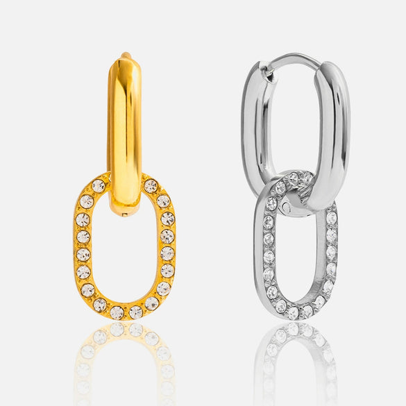Wholesale Women's Geometric Stainless Steel Electroplated Zircon Buckle Earrings Classic Casual Style