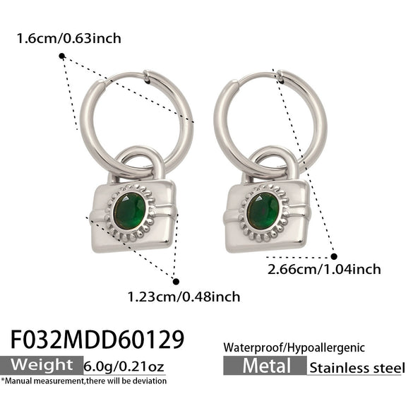 Wholesale Women's Geometric Stainless Steel Electroplated Zircon Pendant Earrings Niche Style