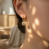Wholesale Women's Geometric Stainless Steel Electroplated Zircon Pendant Earrings Niche Style