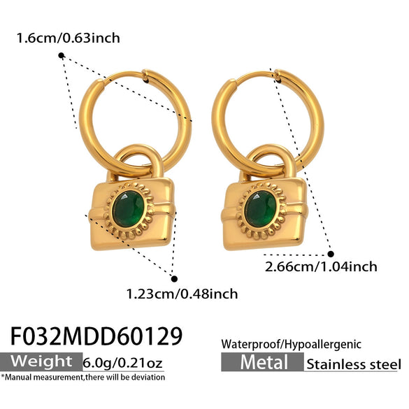 Wholesale Women's Geometric Stainless Steel Electroplated Zircon Pendant Earrings Niche Style