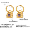 Wholesale Women's Geometric Stainless Steel Electroplated Zircon Pendant Earrings Niche Style