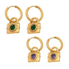 Wholesale Women's Geometric Stainless Steel Electroplated Zircon Pendant Earrings Niche Style