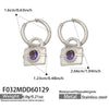 Wholesale Women's Geometric Stainless Steel Electroplated Zircon Pendant Earrings Niche Style
