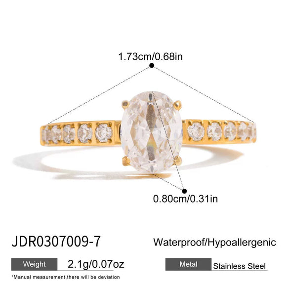 Wholesale Women's Geometric Stainless Steel Electroplated Zircon Ring Trendy Hand Jewelry