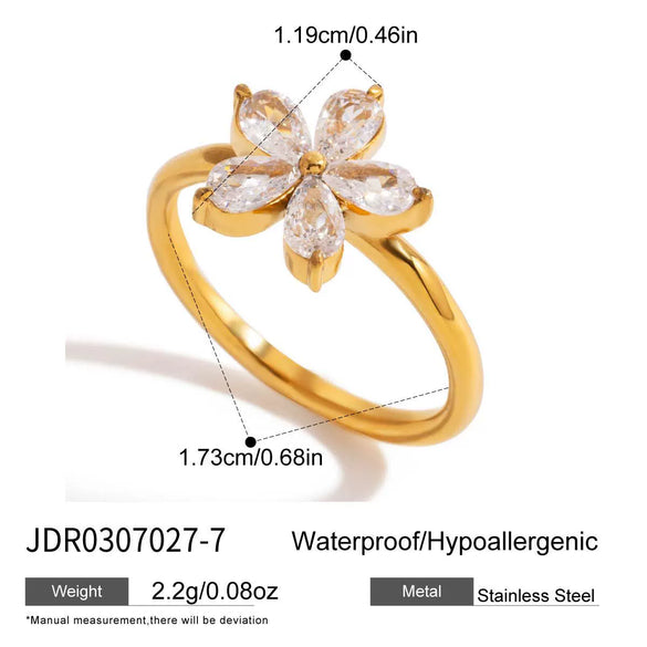 Wholesale Women's Geometric Stainless Steel Electroplated Zircon Ring Trendy Hand Jewelry