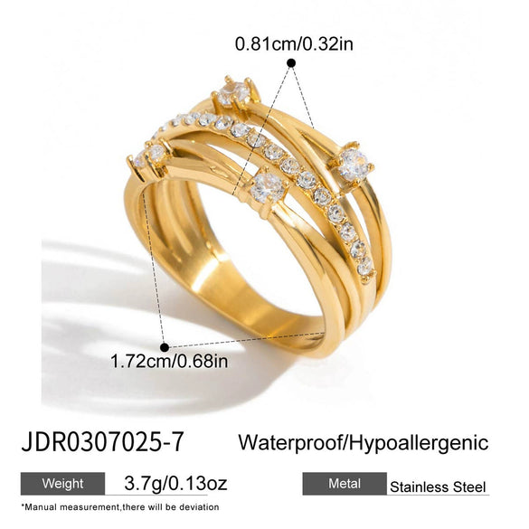 Wholesale Women's Geometric Stainless Steel Electroplated Zircon Ring Trendy Hand Jewelry