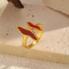 Wholesale Women's Geometric Stainless Steel Enamel Open Ring With Polished Electroplating